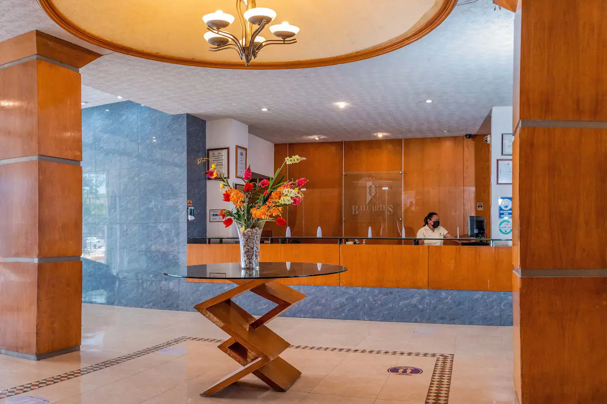 Lobby of Hotel Baluartes in Campeche